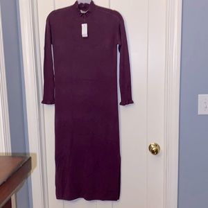 Loft Plum ribbed sweater midi dress soft w/ about 1ft slits